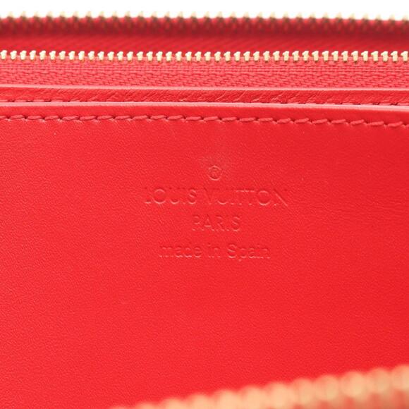 Louis Vuitton Zippy Wallet, Round Long Leather Vernis, Women's, Red, M90200